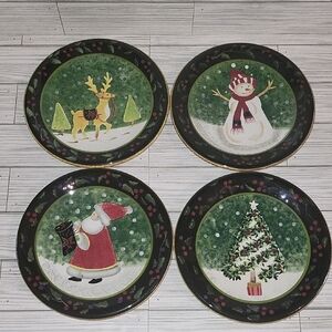 Festive Holiday Plate Set with Christmas Designs